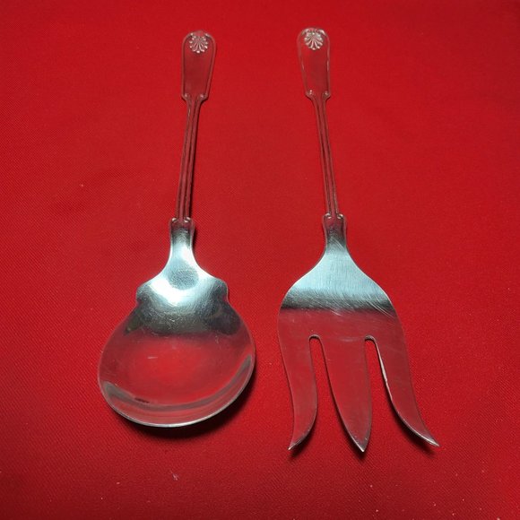 Frank M Whiting Fine Silverplate Serving Spoon & Fork Set - Picture 5 of 11